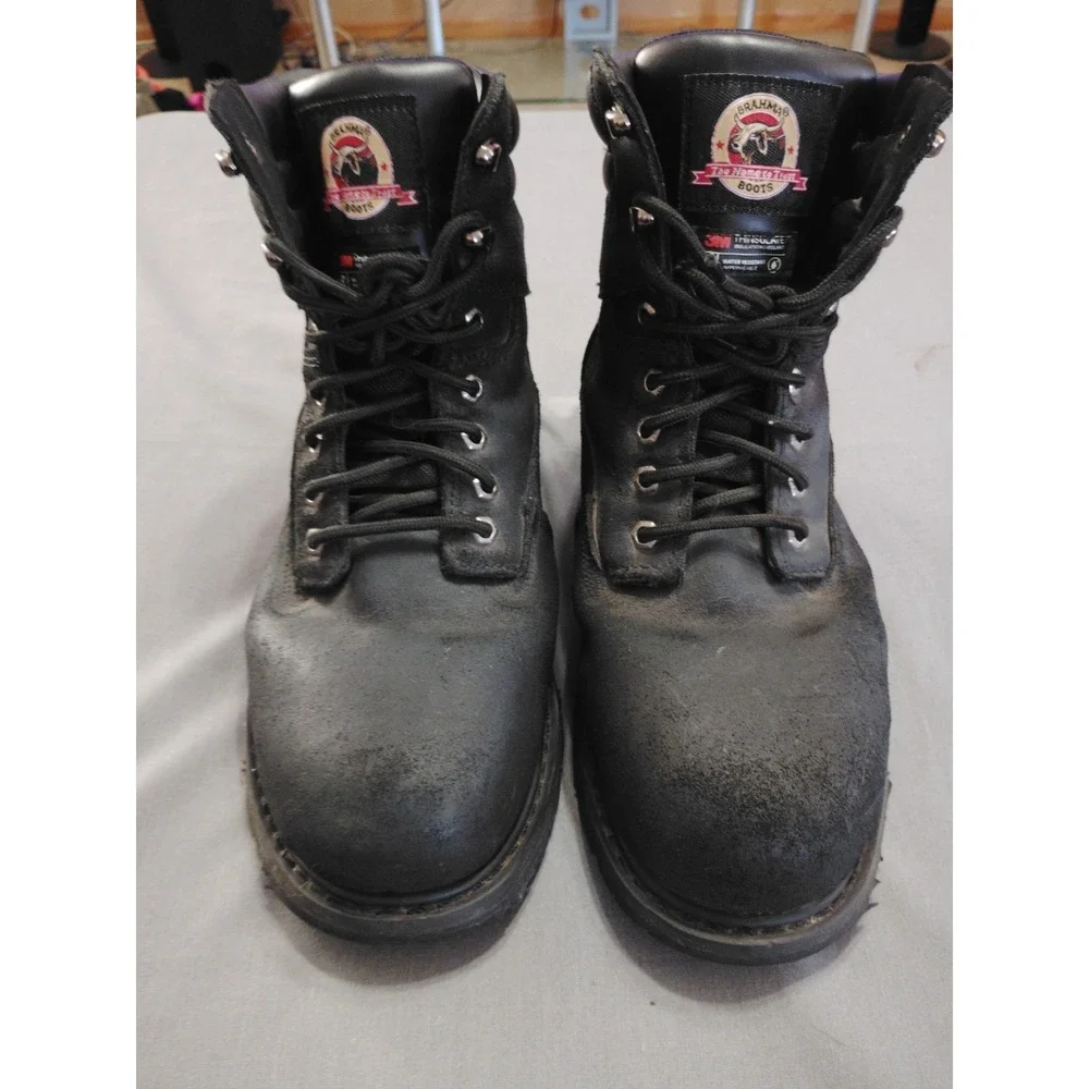 Brahma Bravo Men 11W Black Leather Steel Toe Work Hiking‎ Biker Western Boots**